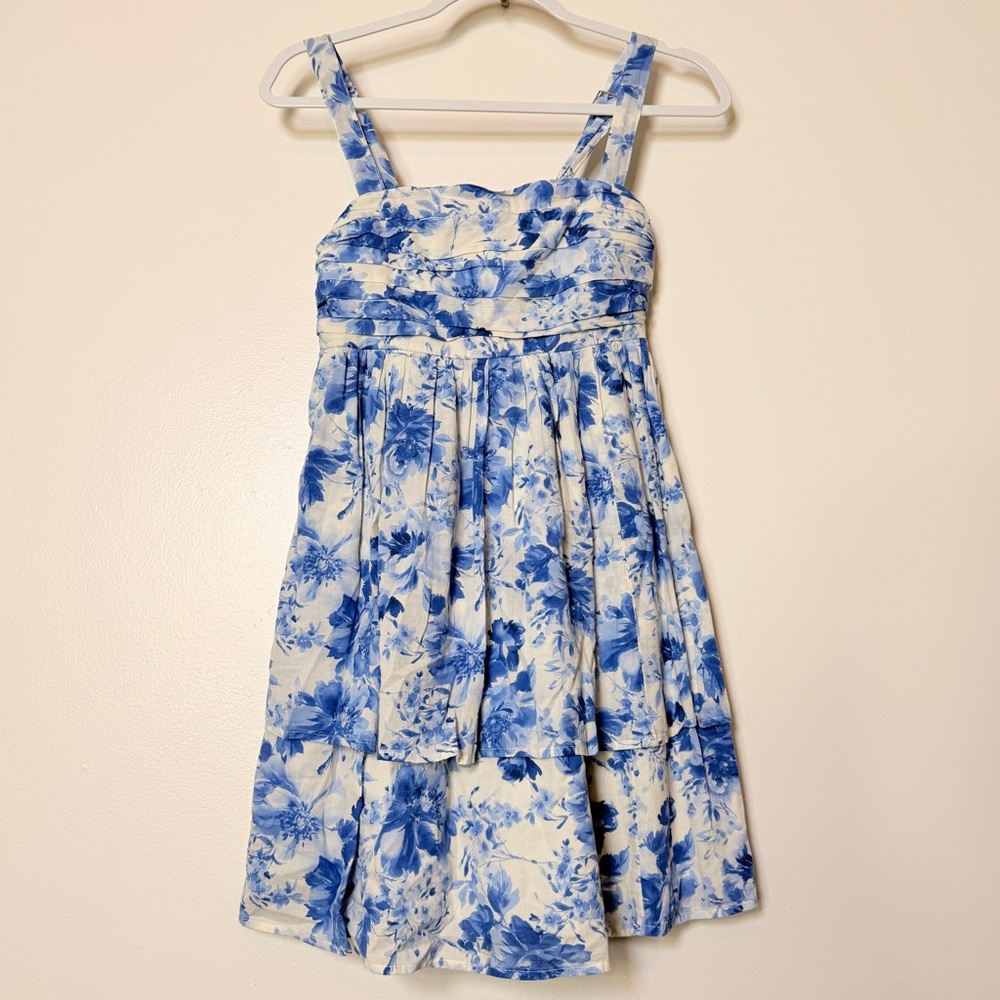 Abercrombie & Fitch White and Blue Floral Midi Dress